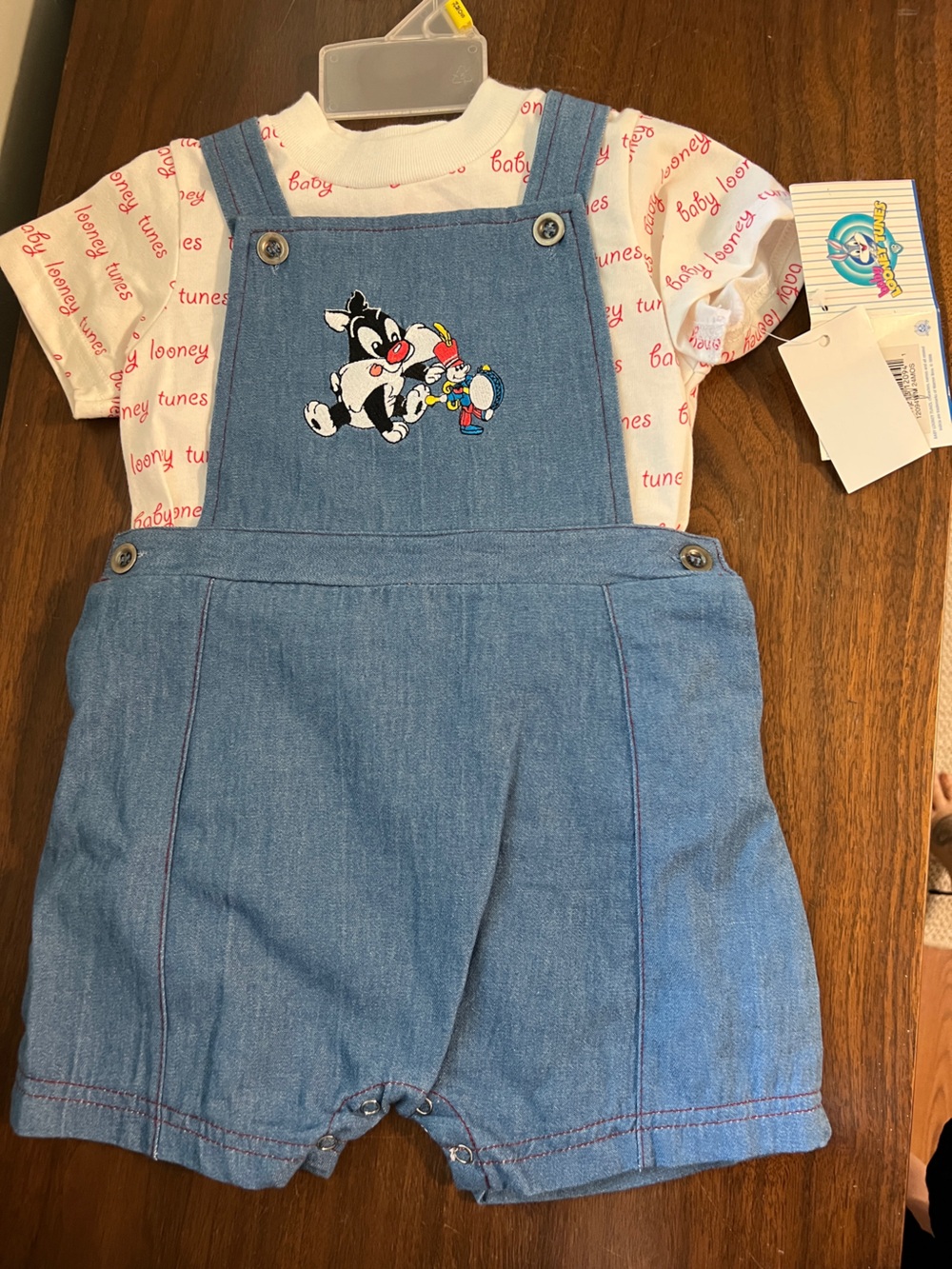 1998 Vintage NWT Looney Toons Overall Set ft. Baby Sylvester